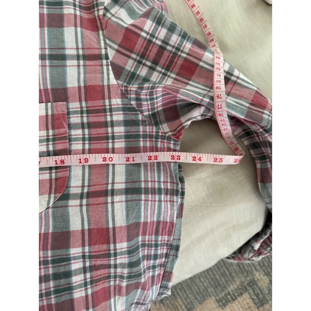 J.Crew Indian Madras Slim‎ Fit Shirt XL Plaid Red Gray Blue 100% Cotton Preppy
